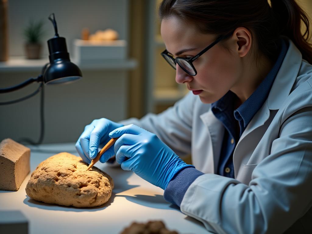 Museumskurator undersøker artefakter